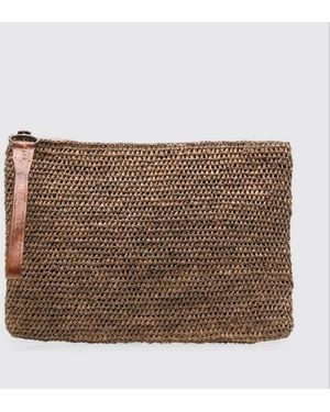 IBELIV Tea Ampy Crocheted Raffia Pouch - Brown