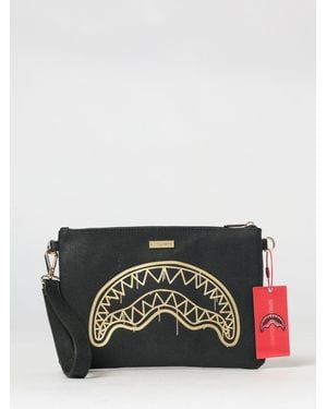 Sprayground That Drap Faux Leather Pouch With Printed Logo - Black