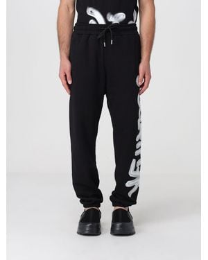 DISCLAIMER Cotton Jogging Pants With Drawstring And Contrast Logo - Black