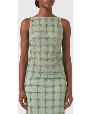Pinko Tulle Top With Crystals - Green