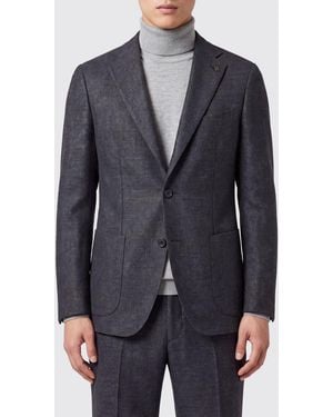 Tagliatore Single-Breasted Virgin Wool Blazer With Notch Lapels And Patch Pockets - Blue