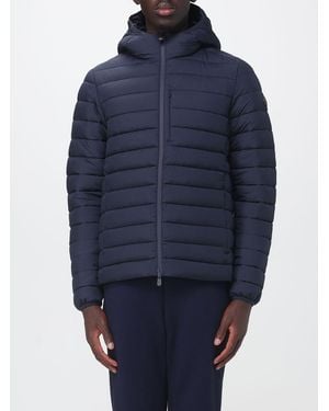 Save The Duck Juncus Waterproof Nylon Puffer Jacket With Hood And Applied Logo - Blue
