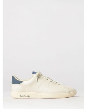 Paul Smith Calfskin Low-Top Sneakers With Bicolor Design And Logo - Natural