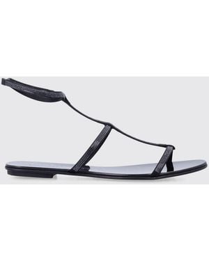 Pedro Garcia Suede Calfskin Sandal With Rhinestones - Natural