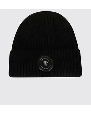 C.P. Company Ribbed Wool Beanie With Cuff - Black