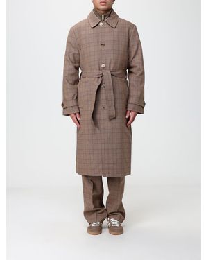 Drole de Monsieur Prince Of Wales Check Trench Coat - Natural