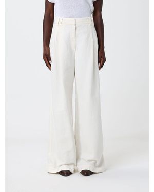Brunello Cucinelli Wide-Leg Cotton Blend Trousers - White
