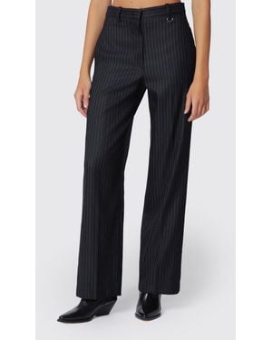 Isabel Marant Pinstriped High-Waisted Wool Straight-Leg Pants - Blue