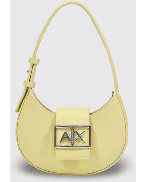 ARMANI EXCHANGE Hobo Shoulder Bag With Metal Logo - Metallic