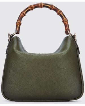 Gucci Diana Mini Grained Leather Bag With Bamboo Handle And Gg Logo - Green