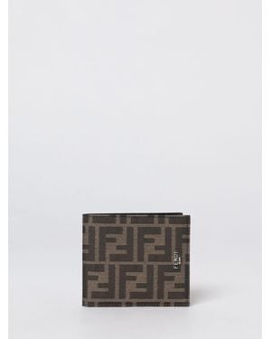 Fendi Ff Jacquard Canvas Wallet - Grey