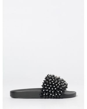 Kurt Geiger Meena Eagle Rubber Sliders With Synthetic Beads And Rhinestones - White