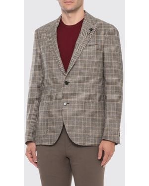 Lardini Single-Breasted Houndstooth Blazer - Gray
