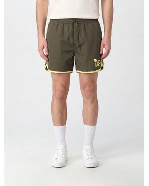 Drole de Monsieur Technical Fabric Jogging Shorts With Contrast Logo - Green