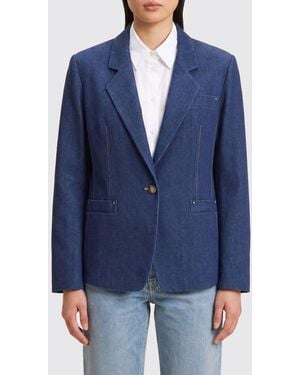 Giorgio Armani Single-Breasted Cotton Blazer - Blue