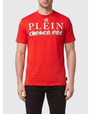 Philipp Plein Cotton Crew-Neck T-Shirt With Logo Lettering Print - Red