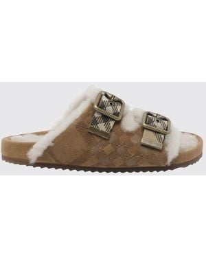 Burberry Urchin Sandalen Aus Vintage-Check-Canvas Mit Shearling-Futter - Natur