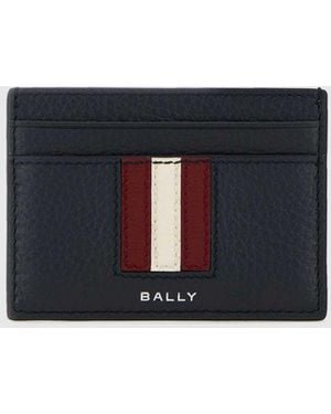 Bally Grained Leather Card Holder - Blue