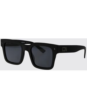 DSquared² Icon Rectangular Acetate Sunglasses With Applied Logo - Black