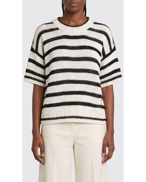 Roberto Collina Striped Cotton Crew-Neck Pullover - White