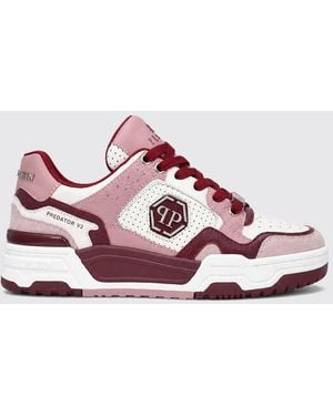 Philipp Plein Predator V2 Low-Top Leather Trainers With Hexagon Logo - Pink