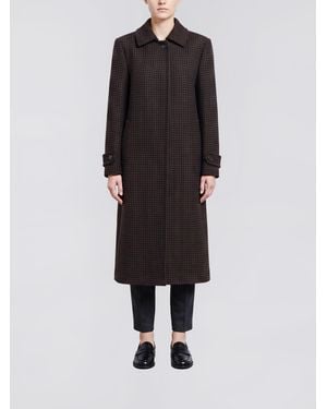 Tagliatore Houndstooth Single-Breasted Long Coat - Black