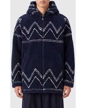 Giorgio Armani Relaxed Fit Hooded Jacquard Jacket - Blue