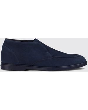 Doucal's Suede Calfskin Chukka Boots With Raised Apron Toe - Blue
