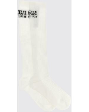 MM6 by Maison Margiela Stretch Ribbed Cotton Socks - White