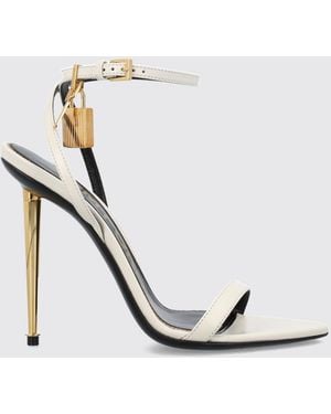 Tom Ford Padlock Ledersandalen Von Mit Stiletto-Absatz Und Knöchelriemen - Weiß