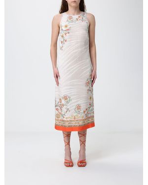Just Cavalli Vestido Midi De Viscosa Estampado - Blanco