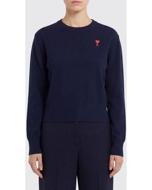 Ami Paris Maglia Di Lana Con Logo - Blu