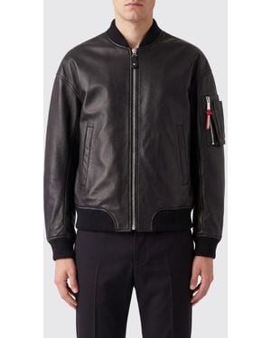 DSquared² Smooth Leather Bomber Jacket With Dropped Shoulders - Black