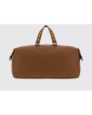 Fendi Duffle Lui 45 Calfskin Bag With Contrast Stitching - Brown