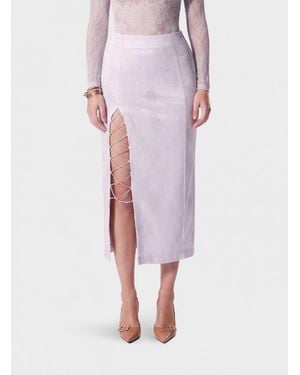 MACCAPANI Glitter Cotton Blend Pencil Skirt - Purple
