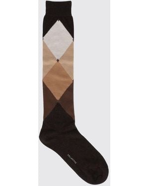 Ballantyne Diamond Pattern High-Top Cotton-Blend Socks With Contrast Logo - White