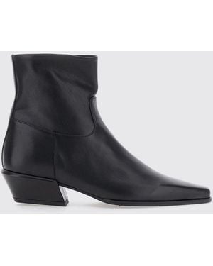 Semicouture Westernstiefel Aus Glattleder Mit Niedrigem Ausgestelltem Absatz - Weiß