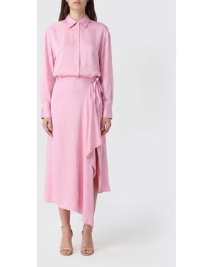 MSGM Asymmetrical Midi Chemisier Dress - Pink