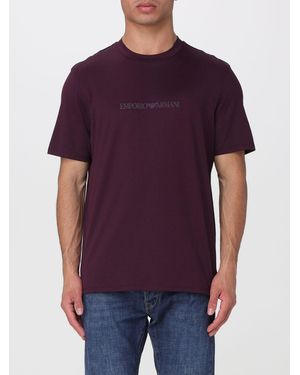 Emporio Armani Basic Cotton T-Shirt With Eagle - Purple