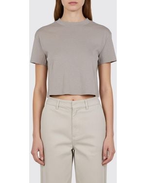 Thom Krom Cropped Cotton T-Shirts - Grey