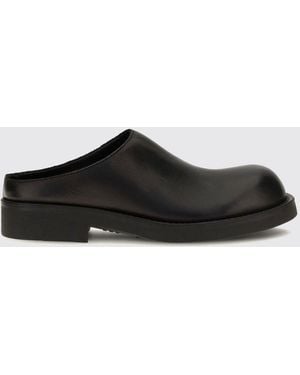 MM6 by Maison Margiela Low-Heeled Smooth Calfskin Mules With A Round Toe - White