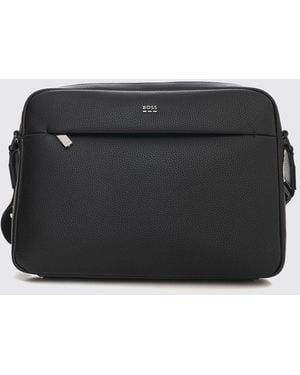 BOSS Ray Grained Faux Leather Messenger Bag With Adjustable Strap - Black