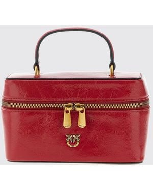 Pinko Crush Leather Mini Handbag With Metal Love Birds Logo - Red