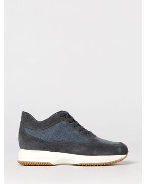 Hogan Interactive Suede And Denim Trainers - Blue