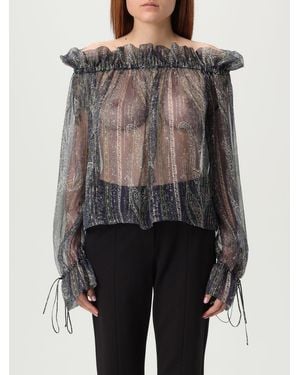 Saint Laurent Paisley Motif Off-The-Shoulder Blouse - Schwarz