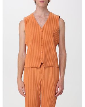 Homme Plissé Issey Miyake Button-Front Pleated Waistcoat Homme Plissé Issey Miyake - Orange