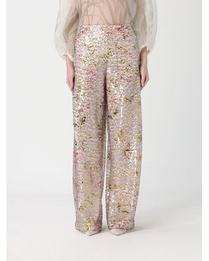 Alberta Ferretti Sequin Palazzo Trousers - Natural