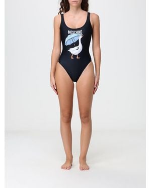 Moschino Graphic Logo Print One-Piece Swimsuit With A U-Neckline - Blue