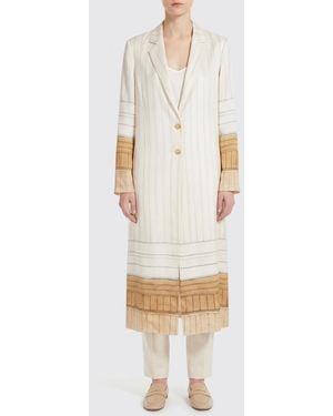 Alysi Long Single-Breasted Silk Blazer - White
