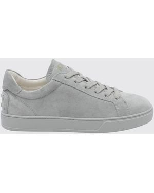 Tod's Low-Top Suede Calfskin Trainers With Heel Gommini - White
